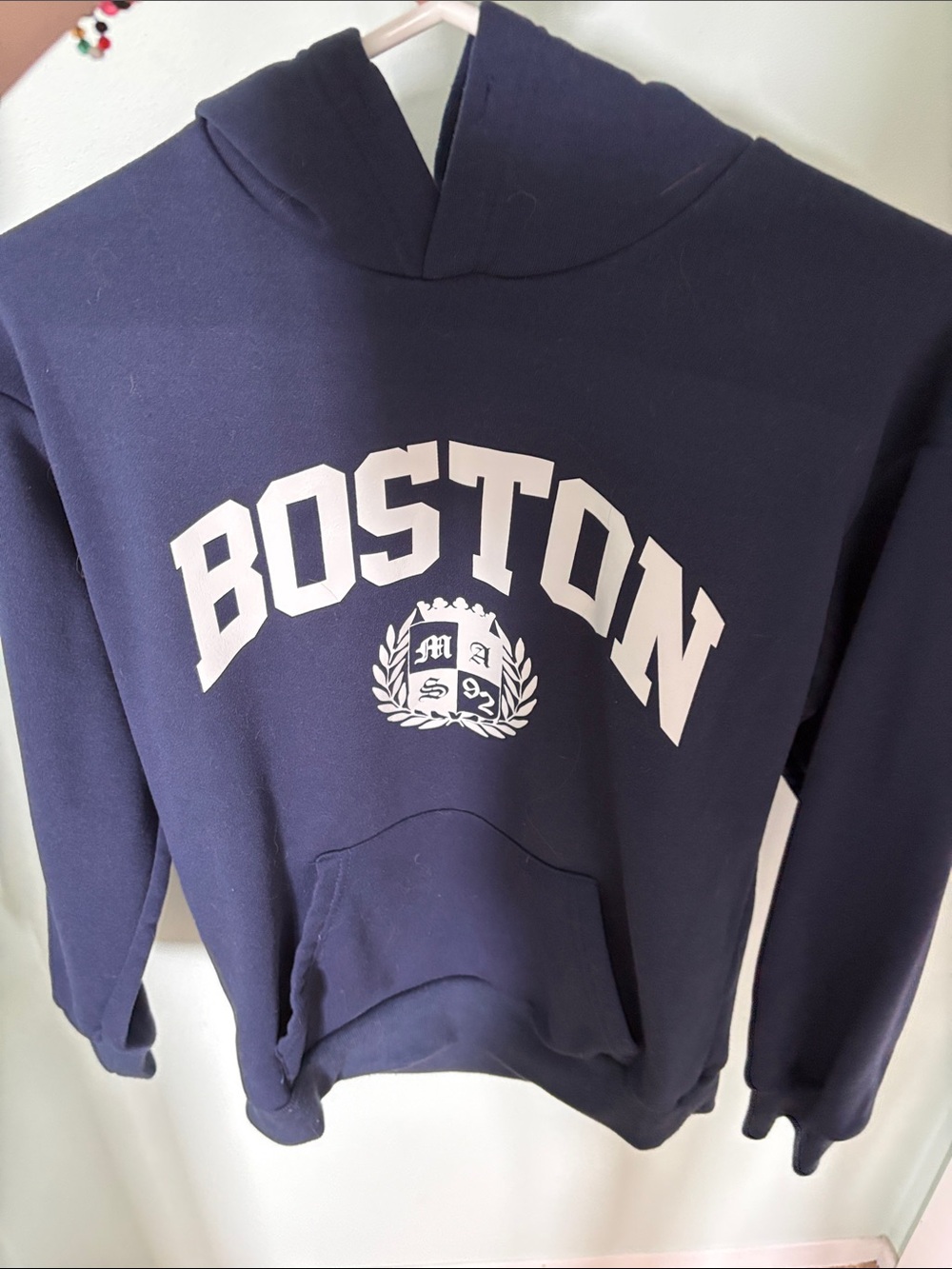 Boston Navy Blue Hooded Sweatshirt